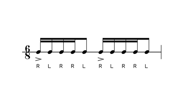 Paradiddle Stop drum rudiment notation